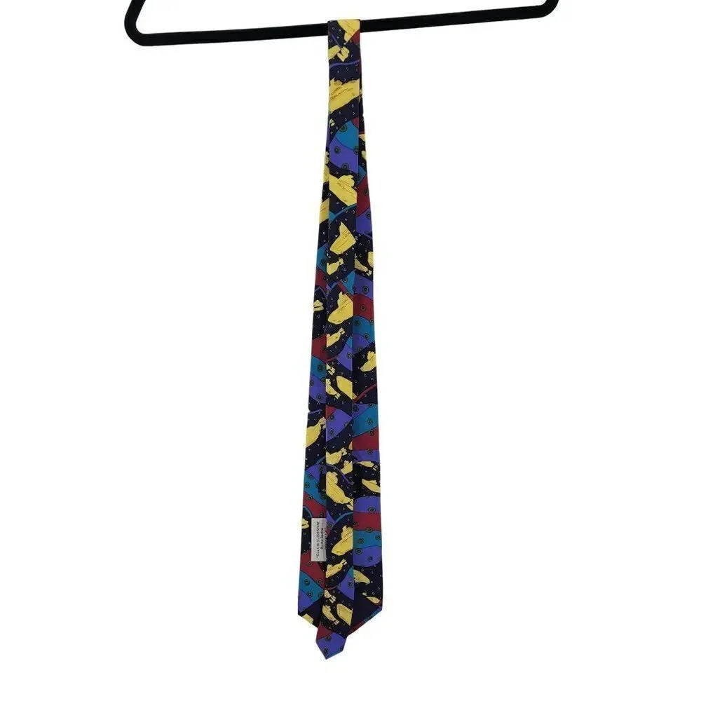 90's The Beatles Neck Tie‎ Yellow Submarine Silk Unisex Whimsical Colorful USA